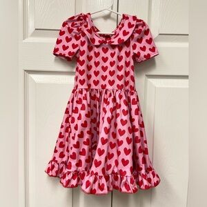 Pink Heart Pattern Kids Dress